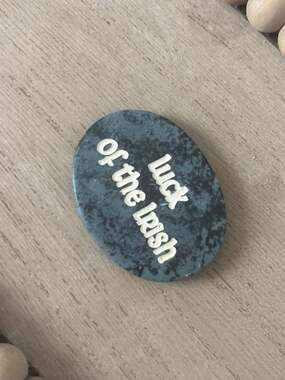 Luck of the Irish Engraved Resin Pocket Stone with Old Stone Finish
